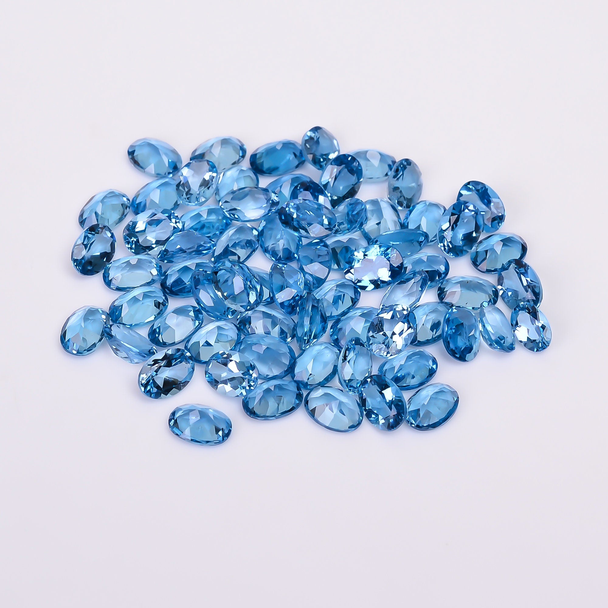 natural blue topaz oval shape cut stone loose gemstone lot